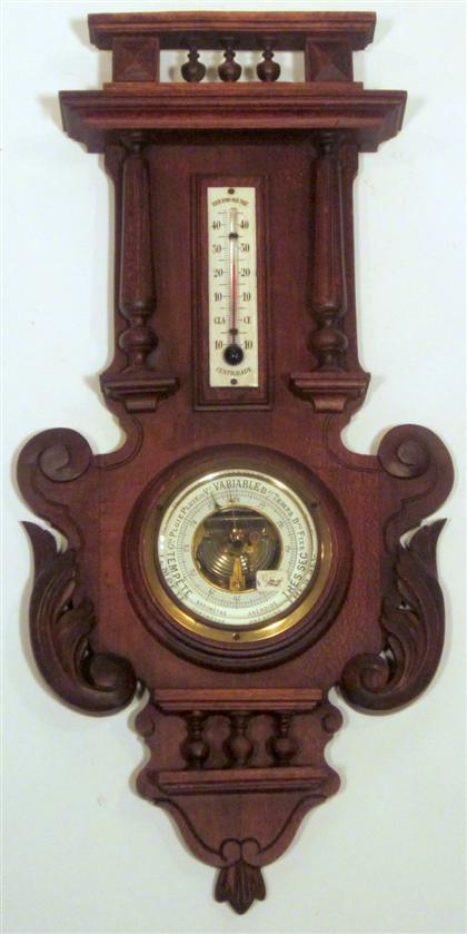 Appraisal: French carved oak barometer and Thermometer late th century