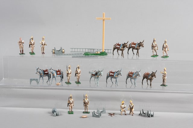 Appraisal: Lot of mules and figures depicting Northwest Frontier Army Service