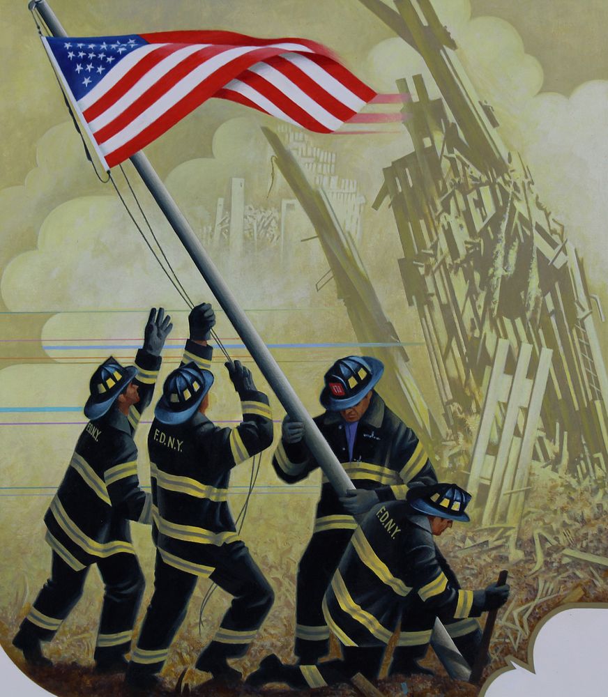 Appraisal: Howard Koslow - Firemen Raising Flag Howard Koslow American -