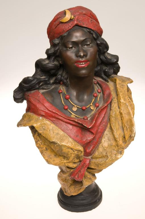 Appraisal: COLD-PAINTED PLASTER BUST OF A GIRL IN A TURBAN IN