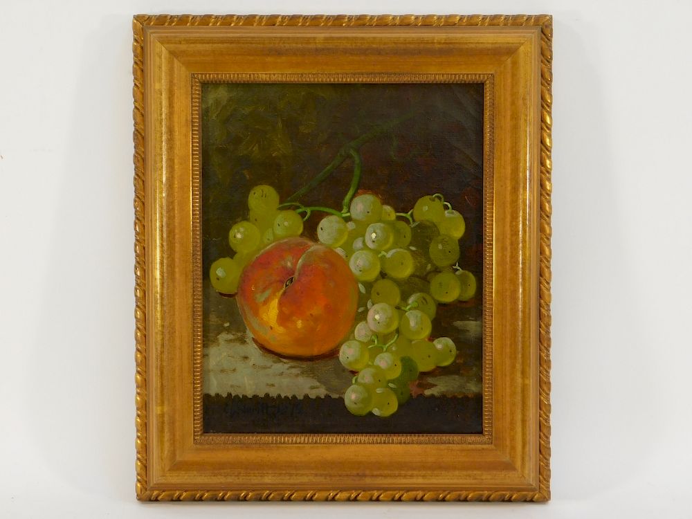 Appraisal: Edward Leavitt Grapes Peach Still Life Painting Edward Chalmers Leavitt