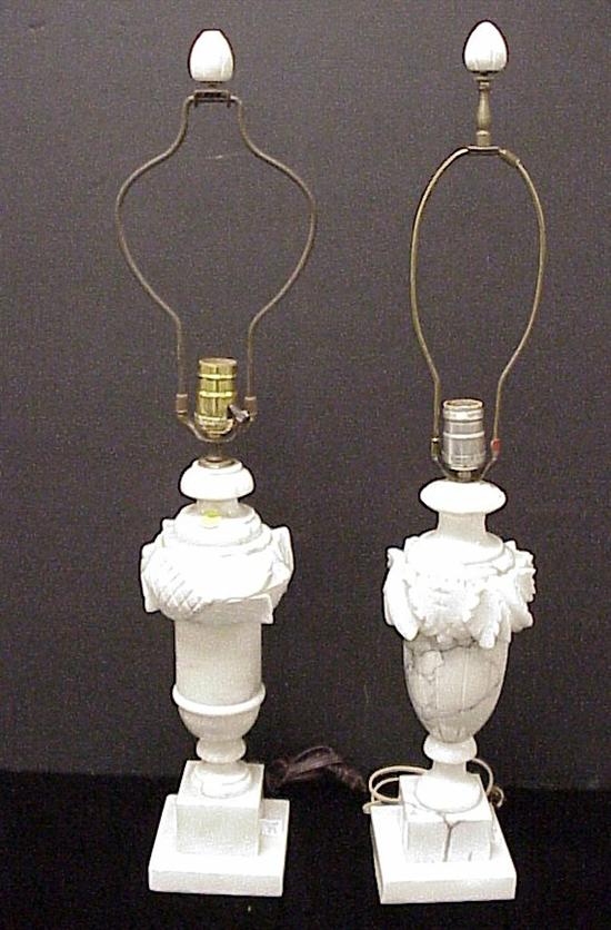 Appraisal: Two alabaster lamps h small chips