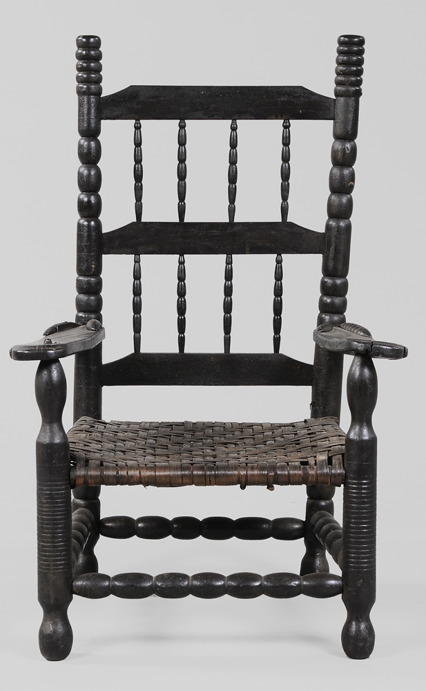 Appraisal: American Folk Art Great Chair probably Southern th century walnut