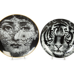 Appraisal: Two Porcelain Art Plates - Robert Longo Tiger Head and