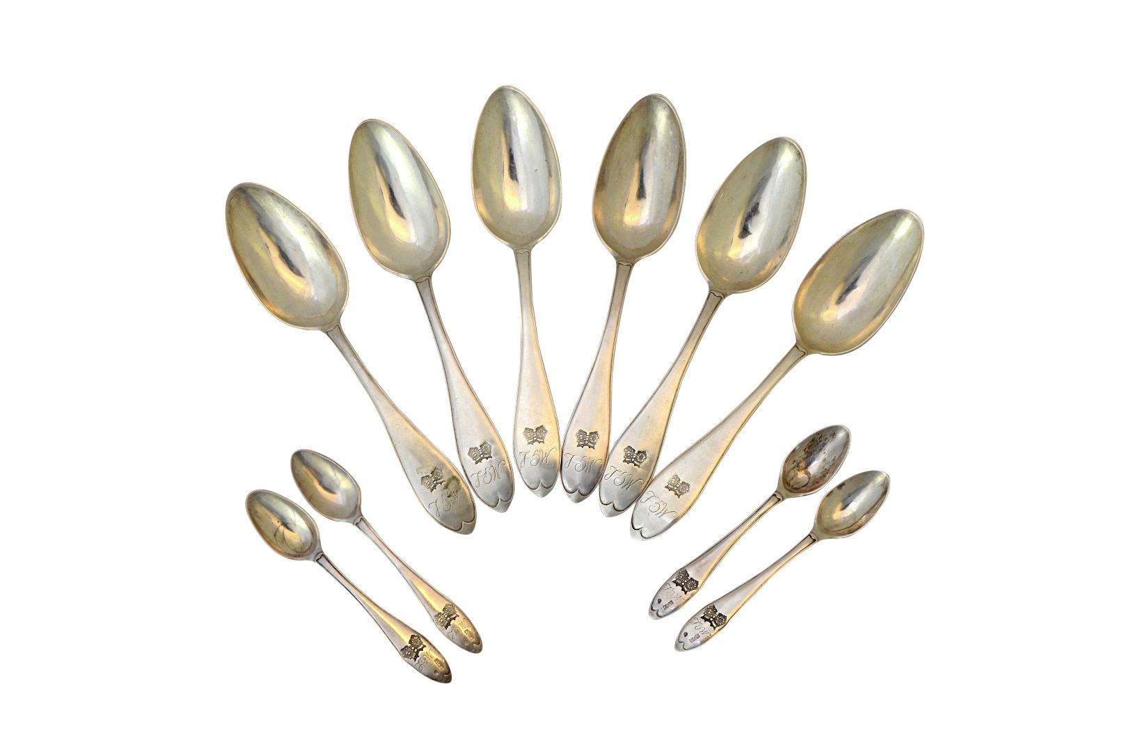 Appraisal: A set of six Swedish tablespoons decorated with pairs of