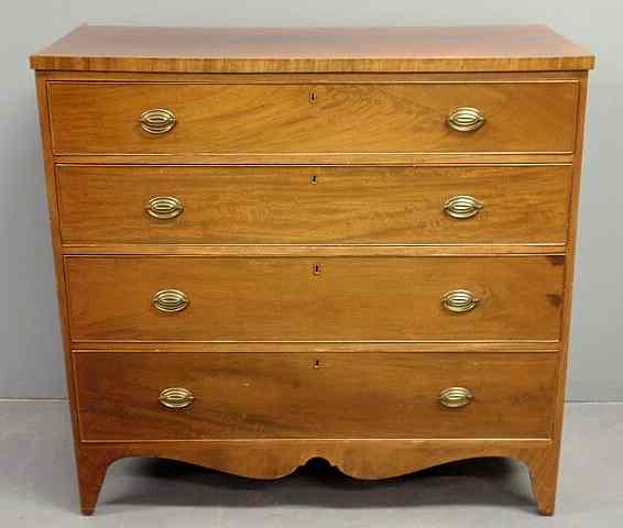 Appraisal: New York Hepplewhite mahogany chest of drawers c with a