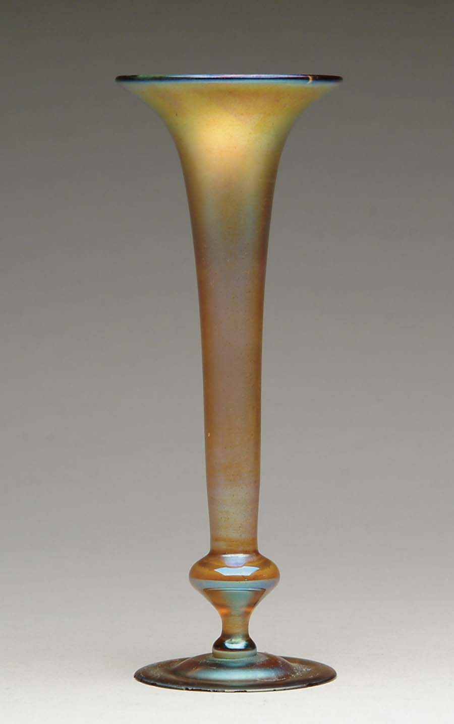 Appraisal: TIFFANY TRUMPET VASE Pretty Tiffany vase has knobbed bottom with