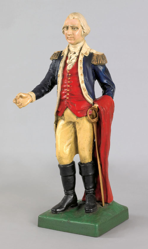 Appraisal: Painted cast iron figure of George Washington ca h