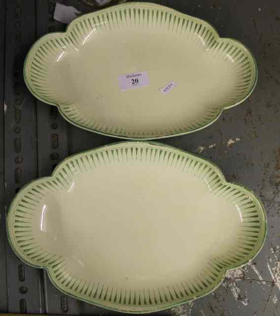 Appraisal: A PAIR OF WEDGWOOD CREAMWARE OVAL QUATREFOIL DISHES each with