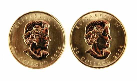 Appraisal: Canadian Gold Maple Leaf coins obverse with portrait of Queen