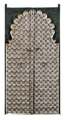 Appraisal: Pair of Indian inlaid wood doors scalloped and arched top