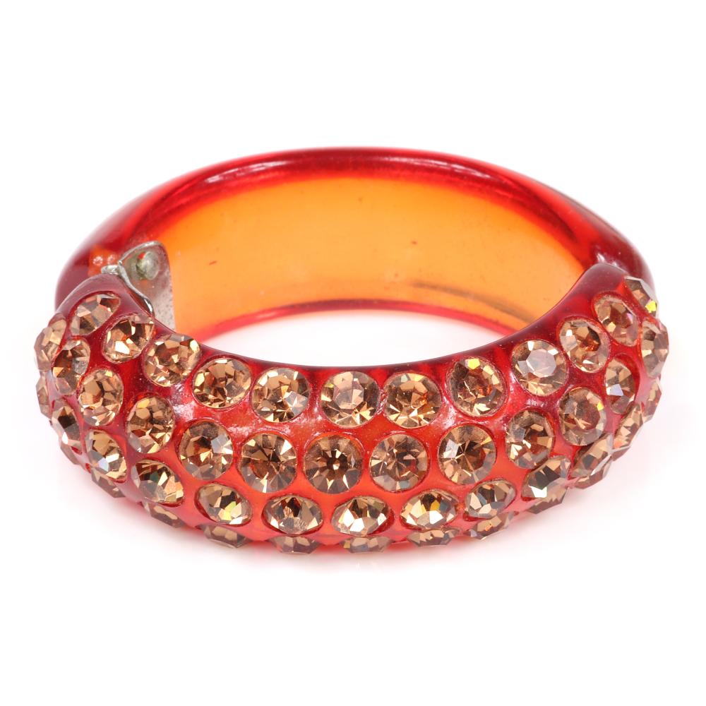 Appraisal: VINTAGE CHERRY JUICE RHINESTONE STUDDED BAKELITE CLAMPER CUFF BRACELET ENCRUSTED