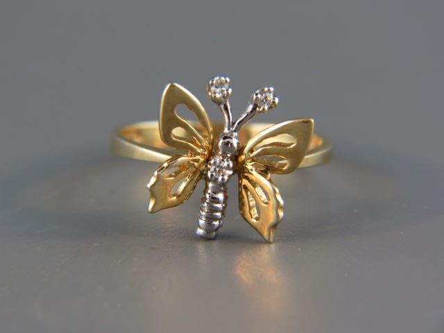 Appraisal: k Figural Butterfly Ring small round diamonds currently a size