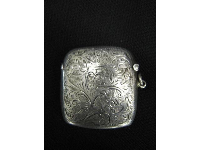 Appraisal: Victorian English Sterling Silver Match Safe or Vesta fancy engraved