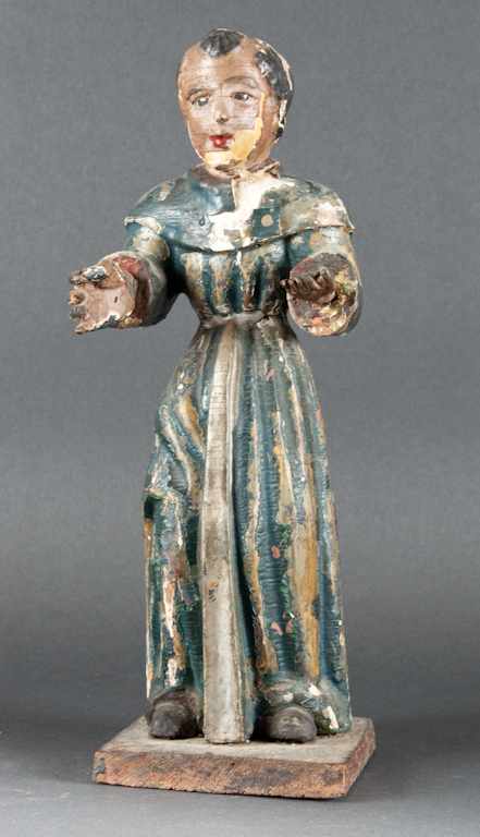 Appraisal: Continental carved and polychrome wood santos figure with inset glass