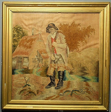 Appraisal: English needlework th c of a man returning soldier and