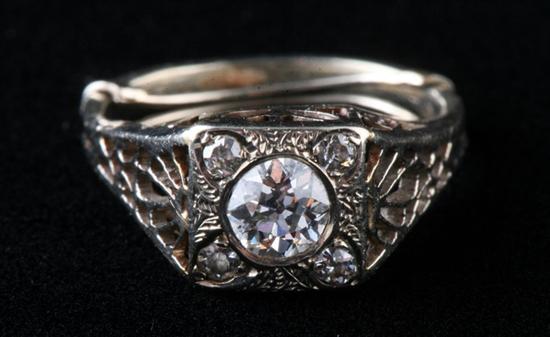 Appraisal: WHITE GOLD AND DIAMOND RING Early-to-mid th century Old European