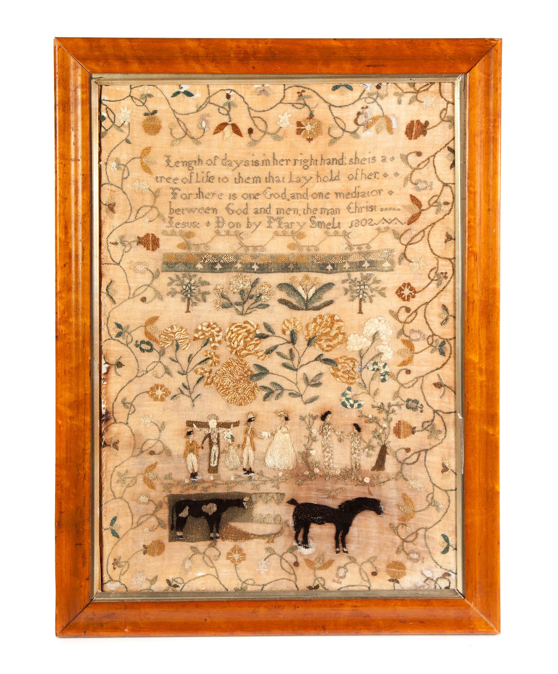 Appraisal: SAMPLER English or American dated silk on linen Line of