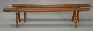 Appraisal: Pair of walnut mortised benches ht lg Pair of walnut