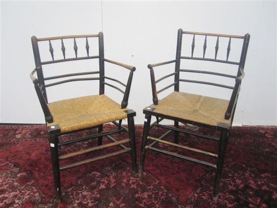 Appraisal: PAIR OF ARM CHAIRS th C English Country Regency open