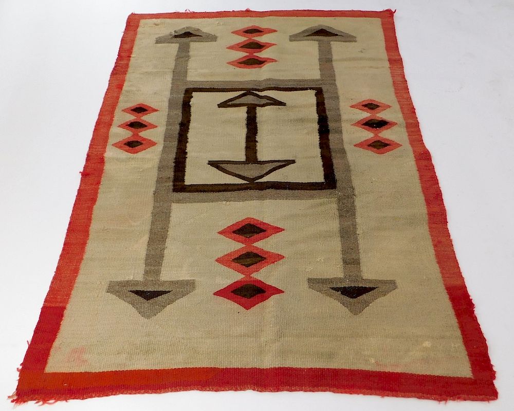 Appraisal: C Navajo Geometric Arrows Diamonds Rug United States Circa Central