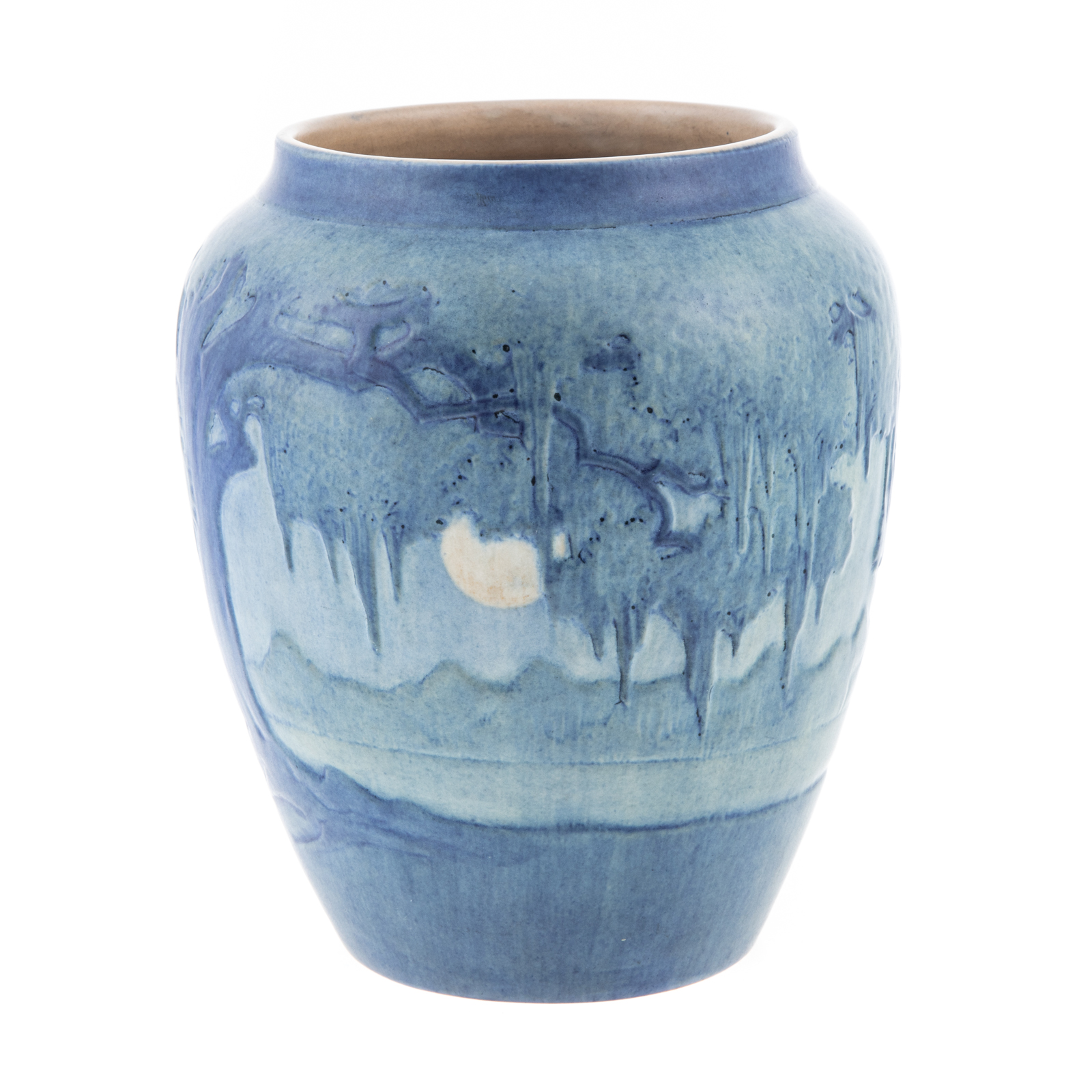 Appraisal: NEWCOMB COLLEGE POTTERY VASE Dated moon viewed through cypress trees