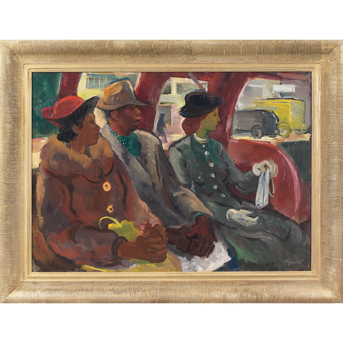 Appraisal: Edmund W Giesbert American - Streetcar c oil on canvas