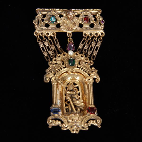 Appraisal: Sathennic Arts Baroque Mythological Figure with staff Brooch Pin with