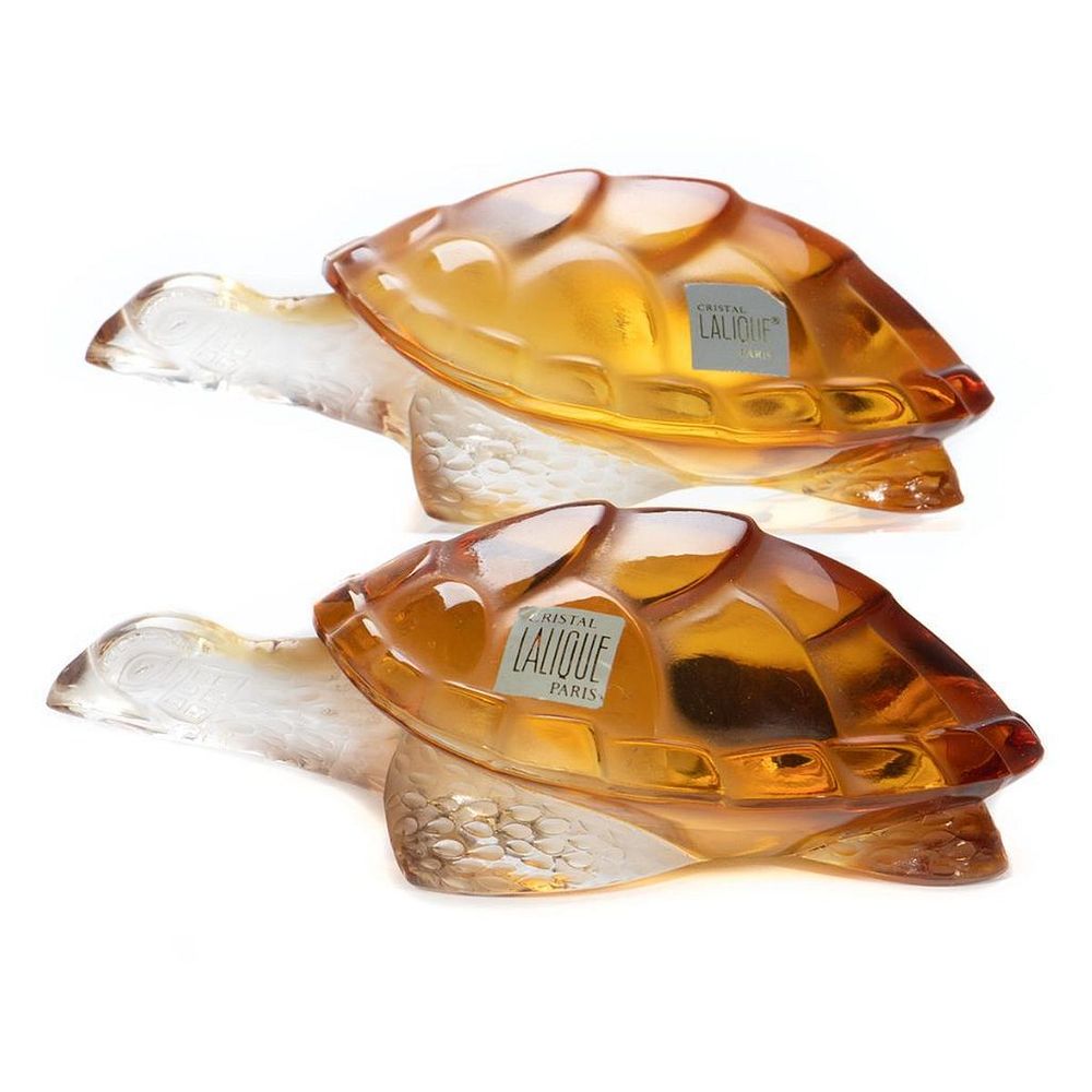 Appraisal: Pair Lalique Glass Turtles Greatest length in Condition Very good