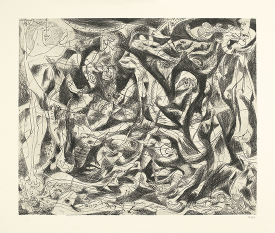 Appraisal: JACKSON POLLOCK Untitled Drypoint and engraving printed in dark brownish-black