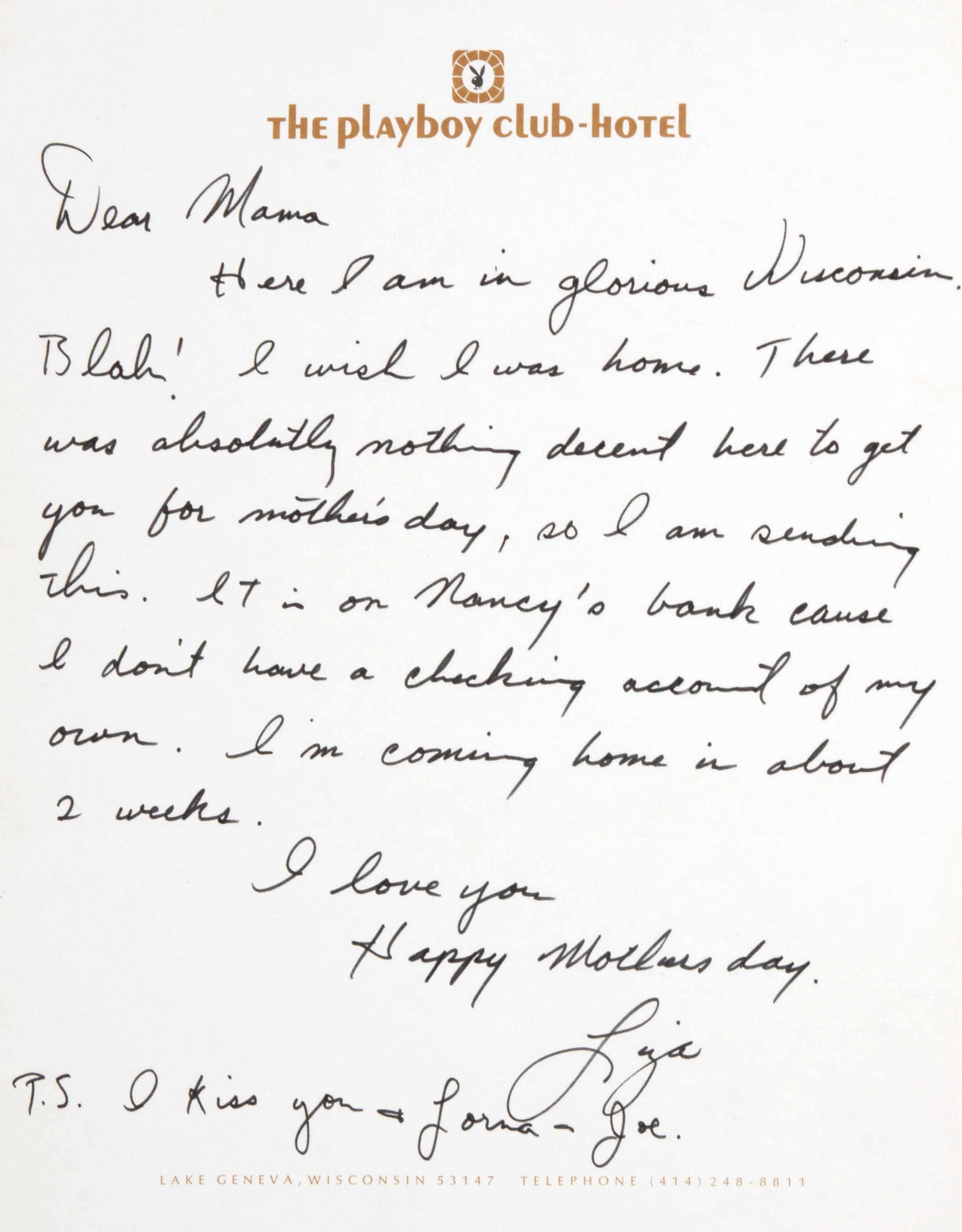 Appraisal: MINNELLI LIZA BORN Autograph Letter Signed ''Liza'' p to Lake