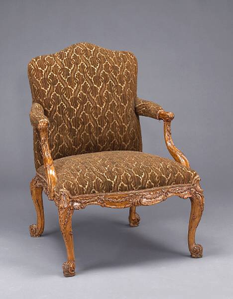 Appraisal: A George II deal wood library chair in the French