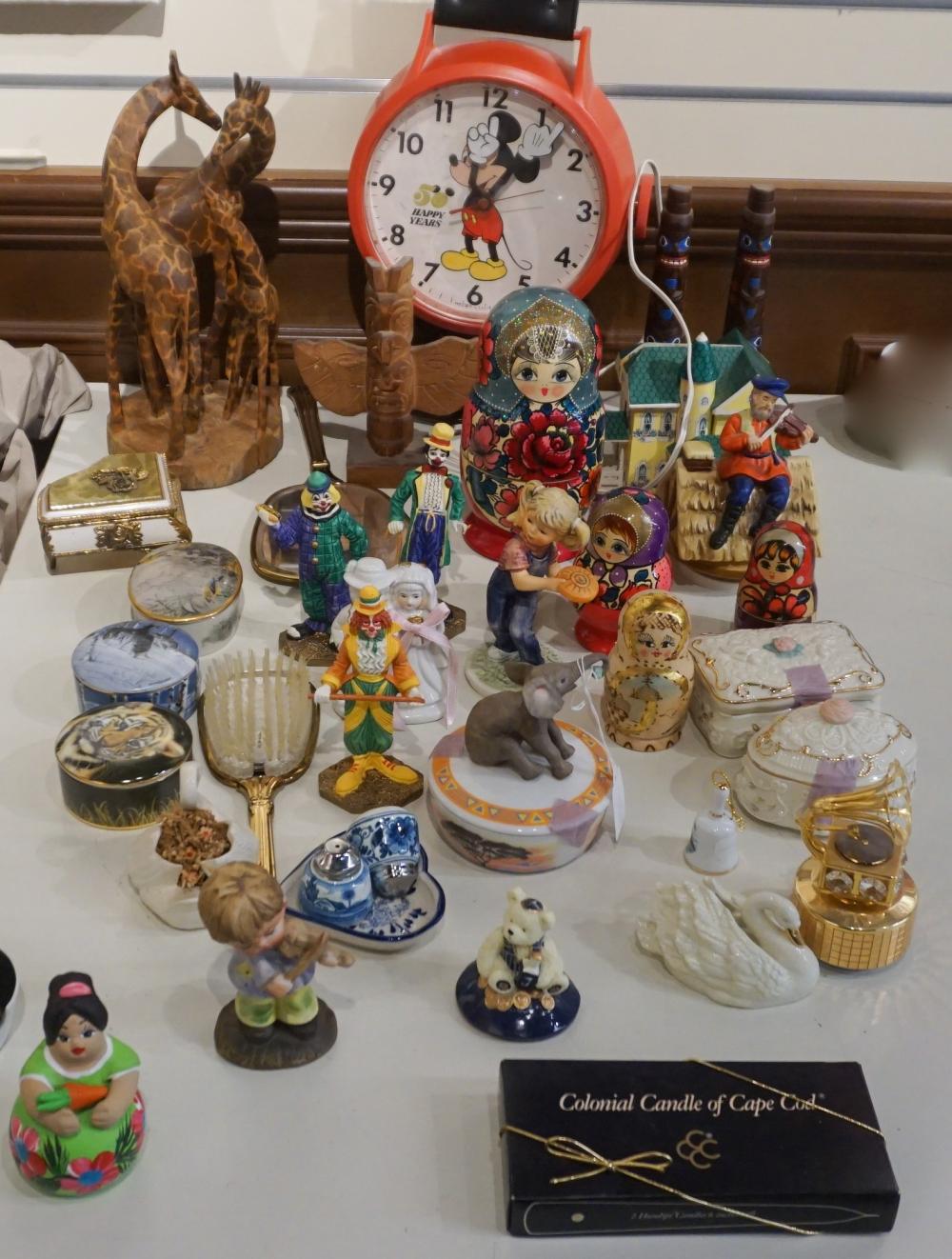 Appraisal: Mickey Mouse Wall Clock and a Group of Russian Nesting