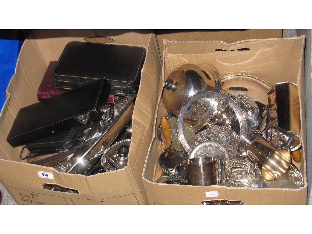 Appraisal: Lot comprising two boxes of plated items of cutlery