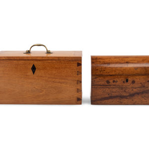 Appraisal: Two Continental Wood Table Caskets th Century one example a