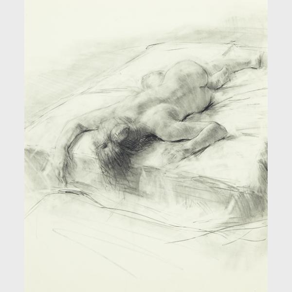 Appraisal: Neale Worley - RECLINING NUDE British Pencil drawing titled and