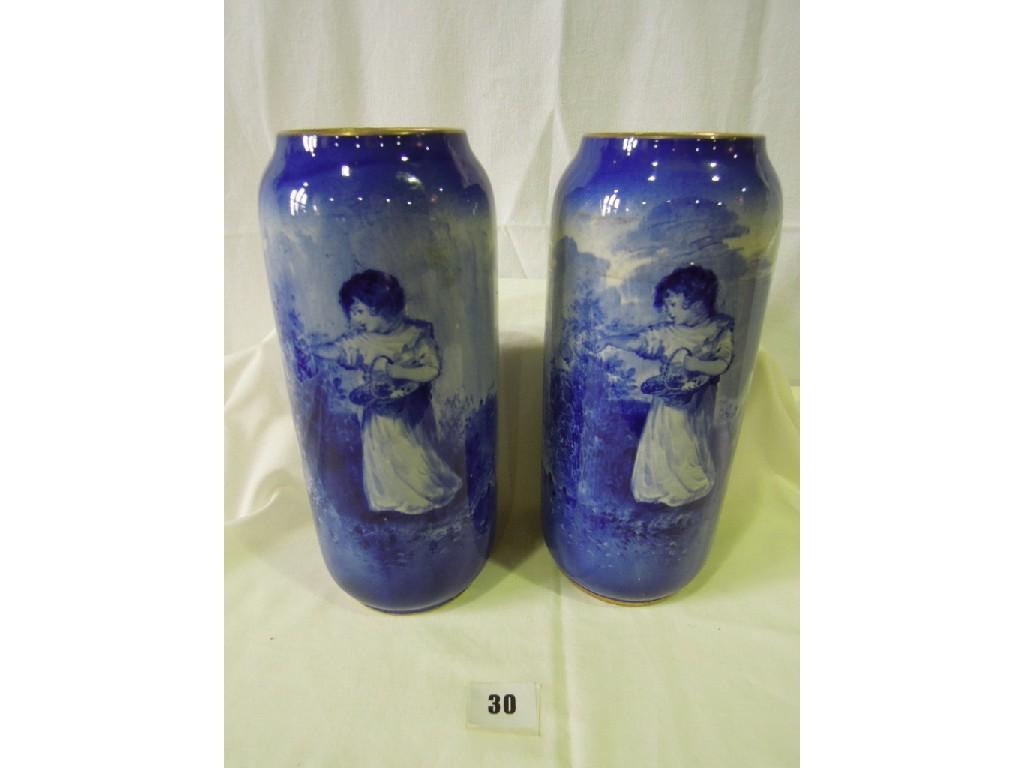 Appraisal: A pair of Royal Doulton vases of cylindrical form with