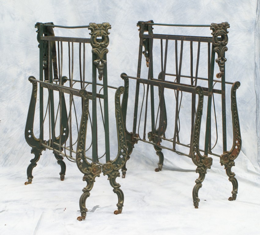 Appraisal: Pr Cast Iron Folding Campaign or Day Beds with foliate