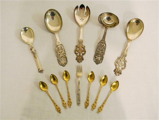 Appraisal: Ten Theo Olsen Norway sterling pieces three ornate handle spoons