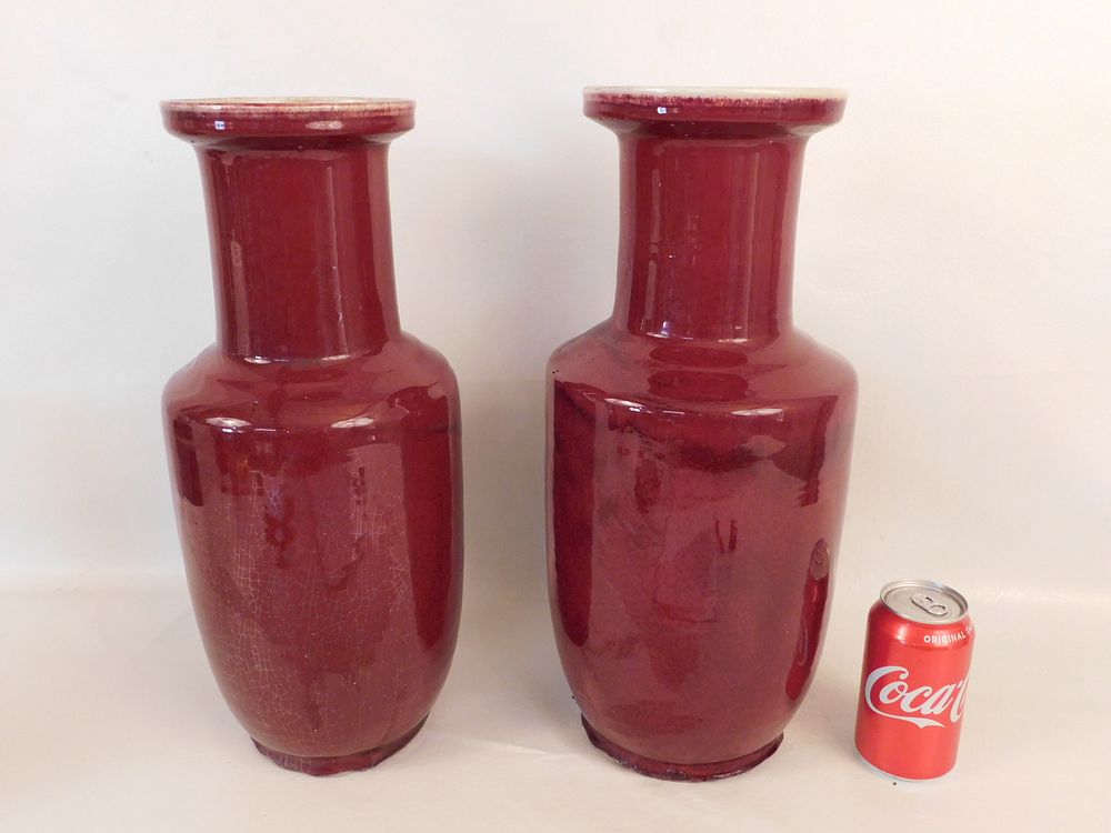 Appraisal: PAIR CHINESE OXBLOOD VASES Pair large Chinese th century oxblood