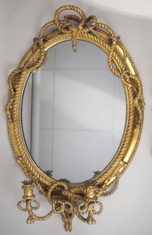 Appraisal: A th Century gilt framed oval Girandole Mirror with rope