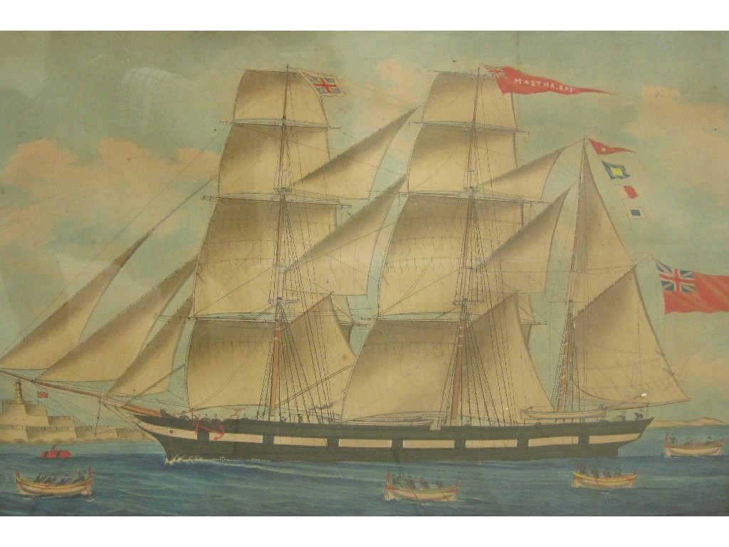 Appraisal: ENGLISH SCHOOL Barque Martha Kay Mr Brown entering Malta Harbour