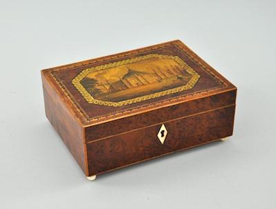 Appraisal: A Victorian Decoupage Decorated Wood Stationary Box ca Late th