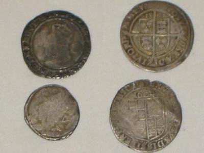 Appraisal: TWO ELIZABETH I SILVER SIXPENCES and a James I silver