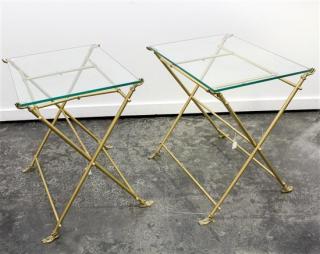 Appraisal: A Pair of Brass Folding Tables Height x width x