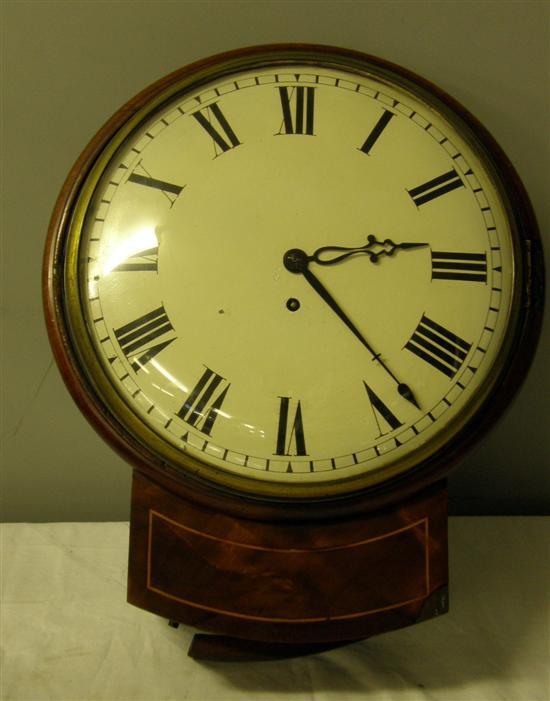 Appraisal: th Century mahogany and ebony strung fusee wall clock enamelled