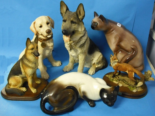 Appraisal: A Collection of Various large models of Cats Dogs Fox