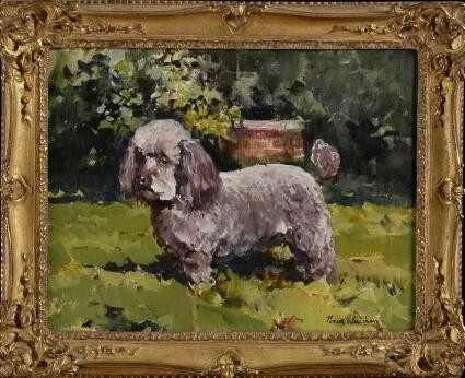 Appraisal: PETER WILLIAMS TH C GRAY POODLE Oil on canvas x