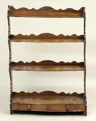 Appraisal: Provincial Maple Four-Tier Wall Shelf with Drawers x x in