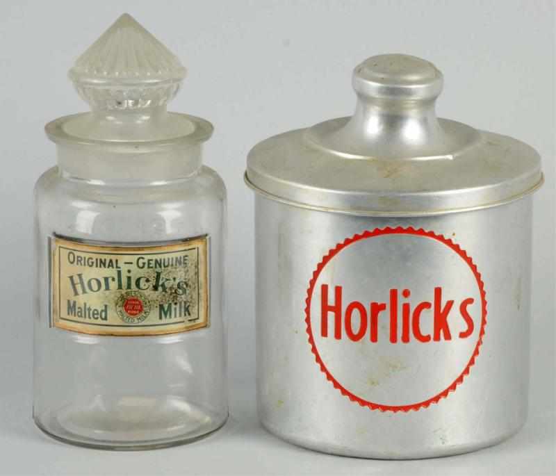 Appraisal: Horlick's Glass Jar Aluminum Canister Moderate to average wear and